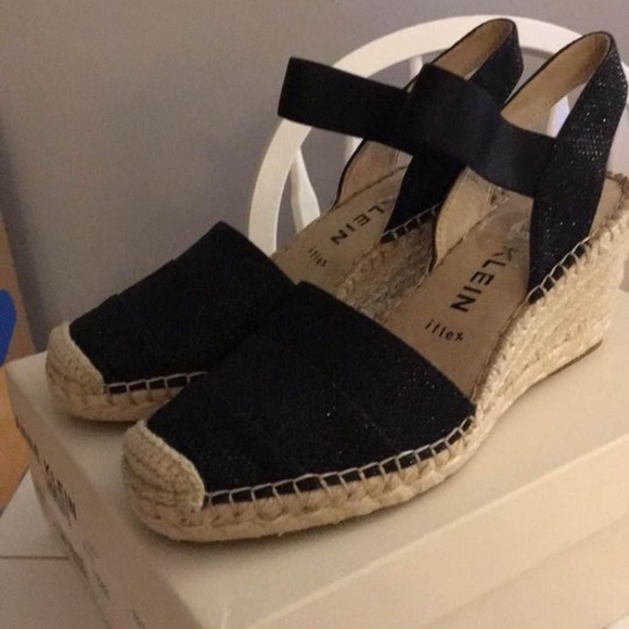 BRAND NEW women Anne Klein Andreas wedge black espadrilles / sandals size US 8 - Picture 5 of 7